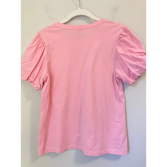 A.L.C. Poole Puff Sleeve Top Tee Shirt Cotton Pink Size S - Picture 4 of 8